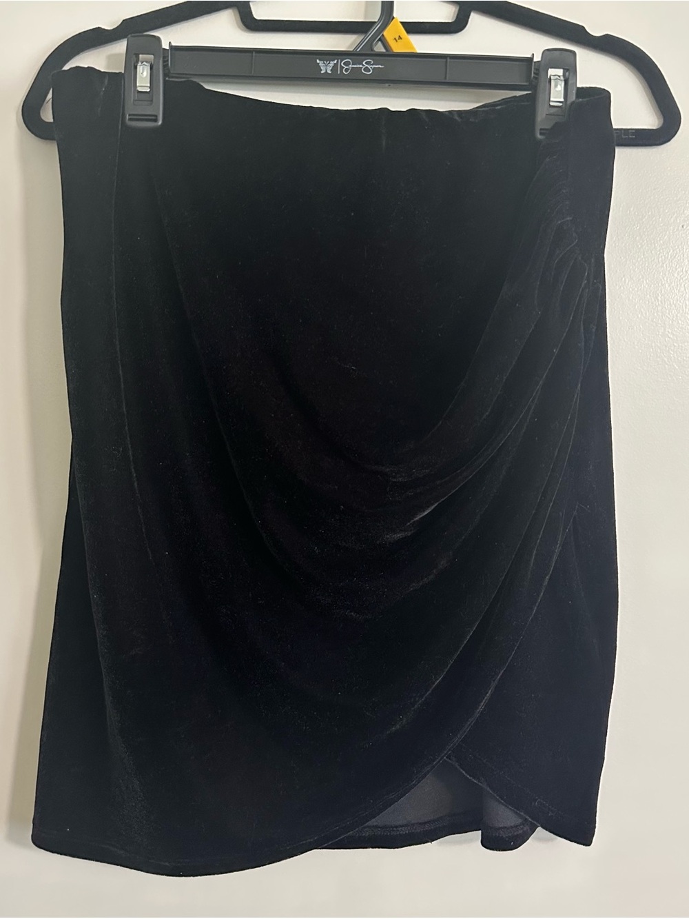 Elodie Black Velvet Draped Mini Skirt